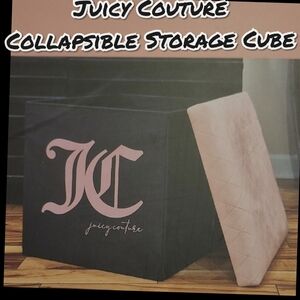 Juicy Couture Black and Pink Quilted Collapsible Storage Cube